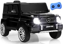 INFANS Licensed Mercedes Benz G63 Kids Ride On Car, 12V Electric Vehicle with Remote Control, Double Open Doors, Music, Bluetooth, Wheels Suspension, Battery Powered for Children Boy Girl (Black)