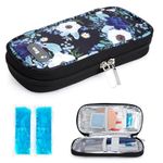 YOUSHARES Insulin Travel Cooler Case with 2 Small Ice Packs Insulin Pen Case Diabetes Bag for Insulin Syringe Needle,Ozempic, Injector, EpiPen, Diabetic Supply and Medication Insulated (Silver Lotus)