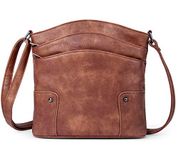 CLUCI Crossbody Bags for Women Small Leather Purse Travel Ladies Designer Triple Pockets Vintage Handbags Shoulder Bags Two-toned Brown