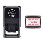 Personalised SD4U Self Inking Custom Word and Date Stamp - Red Ink with Custom Line of Text Above The Date