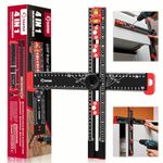 Saker 4-in-1 Drilling Positioning Ruler, Adjustable 13.78in T Square Ruler, Cabinet Hardware Jig, Marking Gauge Tools for Woodworking, Cabinet Drawer Door Hole Drilling Template