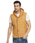 Caraba Men's Quilted Sleeveless Zippered Bomber Jacket (Mustard, M)