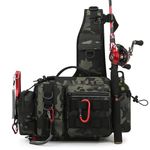 GGYCOB Fishing Tackle Backpack Fishing Gear Storage Bag Fanny Pack for Men Fly Fishing Backpack with Rod Holder Sling Shoulder Pack Waterproof Nylon Bag for Men(Black Camo)