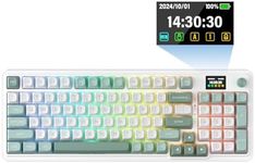 Redragon K719 Wireless Gasket Gaming Keyboard w/Hype Screen & Knob, 95 Keys Mechanical Keyboard, Easy-Control 1.14’’ TFT Info Display, 5-Layer Noise Dampening, Custom Linear Switch, Jade Cloud Color