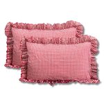 Sleepy Threads Red Checkered Pillow Covers with Frill Borders 27×18 Inch Throw Pillows for Sofa, Living Room, Bedroom | Supersoft Brushed Microfiber - Breathable & Wrinkle-Free