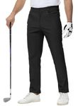 TBMPOY Men's Golf Pants Stretch Dress Lightweight Waterproof Outdoor Hiking Work Pants with Pockets Black 32