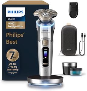 Philips Shaver i9000 Prestige Ultra, Wet & Dry Electric Shaver, Chrome, Skin IQ Pro Technology, Triple Lift & Cut System, 360 Rotating NanoTech Precision Blades, 5 Shaving Modes, Model XP9404/31
