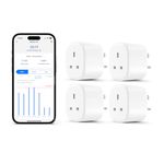 Smart Plug Works with Apple HomeKit Siri, Alexa, Google Home Refoss WiFi Smart Plug Socket with Energy Monitoring Remote Control Timer Plug No Hub Required 13A, 4 Pack