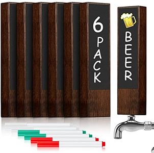 Juexica 6 Pack Wood Beer Tap Handle Oktoberfest Chalkboard Keg Tap Handles Bar Drink Accessories Gift Beer Lovers Restaurant Wedding Oktoberfest Party with Chalk Markers