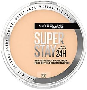 Maybelline Super Stay 24 Hour Hybrid Powder Foundation, Waterproof, Vegan, Mattifying, 220, 6g