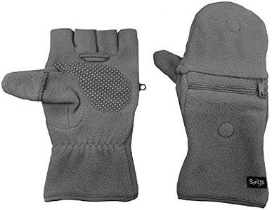 Multi Mitt Fingerless Gloves With Adjustable Top & Cell Phone Pocket - Charcoal