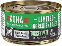 KOHA Limited Ingredient Diet Turkey Paté for Cats, 95% Turkey Sensitive Stomach Cat Food, Duck Recipe for Cats, Trial Pack (3 Cans)