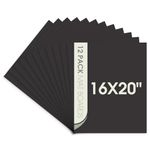 Space Art Deco, Pack of 12 16x20 Uncut Black Mat Boards, Acid Free Matte Backing Boards for Pictures, Prints, Frames, Arts