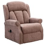 The Darwin - Dual Motor Riser Recliner Mobility Arm Chair in Mink Brushstroke Fabric