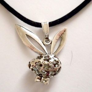 Beading Station Tibetan Silver Hollow Playboy Rabit Necklace Pendant 40mm w/Link ~Huge~