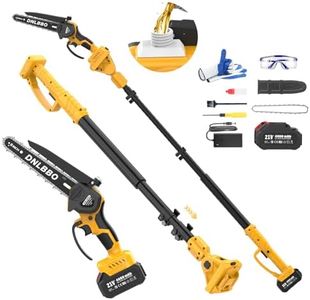 2-in-1 Cordless Pole Saw & 8-inch Brushless Mini Chainsaw with 9.5FT (3m) Extension Pole, 1000W Brushless Motor and 21V 4.0Ah Batteries. Effortlessly Trims 4/6/8-inch Tree Branches and High Iimbs.