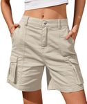 IVIR Cargo Shorts for Women Bermuda Shorts 7 Inch Inseam Knee Length Outdoor Hiking Shorts Beige M