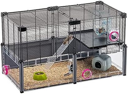 Ferplast MULTIPLA HAMSTER Hamster Cage - Customizable Multi-Level Design - Interactive Transparent Base - Exercise Wheel & Accessories - Tubes Connect&Play - 72.5x37.5xh42cm