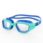 BEEWAY Kids Swimming Goggles 6-14 | Wide View | Anti-fog | Anti-leak | Quick Adjust Strap | UV Protection | Super Comfort for Boys and Girls