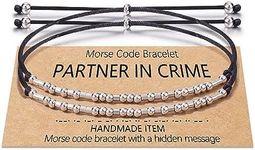 Shonyin Partners in Crime Morse Code Bracelets for Women 2 Best Friend Matching Friendship Bestie Bracelet Funny Unique Galentines Day Jewelry Gifts for Men Soul Sister Couple