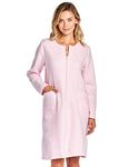 Casual Nights Women's Long Sleeve Zip Up Front Short Fleece Robe, Pink, Large