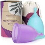 EcoBlossom Reusable Menstrual Cup Set - The Most Reliable Medical Grade Silicone Period Cups - Comfortably use for 12 Hours (2 Large Cups)