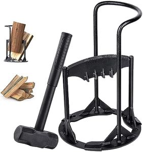 Optimech 12” x17 Kindling Splitter for Wood, XL Log Splitter with 5LB Sledge Hammer Cast Steel Firewood Cracker Heavy Duty Wedge, Manual Splitting Tool for Home (XL)