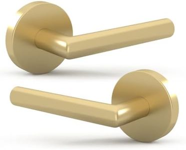 Mega Handles Dummy I Lever Door Lock Handle Set for Closet or French Doors Single Side, Non-Turning Reversible Design Fits All Standard Sizes Screws Included - Satin Brass (2 Pack) (RLD4USB-2)