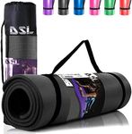 DSL 15mm Extra Thick Large 61 x 185cm Yoga Mat with Carry Handle Non Slip Gym Exercise Fitness Pilates Workout Mat Black/Blue/Purple/Pink/Green/Red (Black)