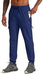 Willit Men's Hiking Joggers Travel Athletic Pants Lightweight Quick Dry Outdoor Running Pants with Zipper Pockets Blue M