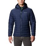 Columbia Men's Powder Lite Hooded Jacket, Hooded Puffer Jacket, Collegiate Navy, Size L