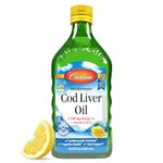 Carlson Labs Norwegian Natural Vitamin E Cod Liver Oil, Lemon, 500ml, Glass Bottle