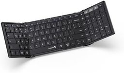 ProtoArc Foldable Bluetooth Keyboard, XK01 Full Size Folding Wireless Keyboard with Number Pad, Portable Travel Keyboard for Windows iOS Android Tablets, Laptops, iPad, iPhone - Grey Connect Button