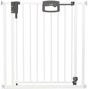 Geuther Türschutzgitter Easylock Plus | Treppenschutzgitter ohne Bohren Breite 68-76 cm | Türgitter Baby Holz-Metall | Kinderschutzgitter beidseitig öffnend | Kindersicherung Tür | Weiß