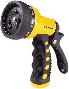 Dramm Revolver Heavy Duty 9 Pattern Quick Click Adjustable Garden Hose Spray Nozzle with Trigger Style Handle, for Your Car, Boat, Deck, Sidewalk, Flowers and Young Trees, Yellow