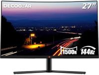 Deco Gear 27-Inch 2560x1440 HDR 400 Color Accurate Curved Gaming Monitor, VA Panel, 16:9 Aspect Ratio, 3000:1 Contrast Ratio, 99% sRGB, 85% NTSC, 90% DCI-P3, 83% Adobe RGB, 144Hz Refresh Rate