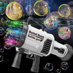 Rocket Boom Bubble Gun - DIY Gatling Bubble Machine with 64-Hole for TIK Tok, Rocket Launcher Bubble Machine for Adults Children Playing and Indoor Outdoor Party Wedding Social Outing (New Black)