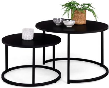 IDMarket - Lot de 2 Tables Basses gigognes Davis Rondes 54/70 en métal Noir Mat Design Industriel