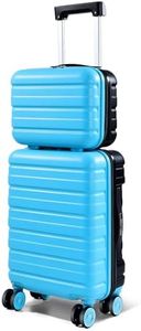 Lekebobor 2 Piece Luggage Set, 16 Inch Carry On Luggage with Cosmetic Case, Hard Shell Underseat Suitcase with Wheels, TSA Lock, Airline Approved, Blue