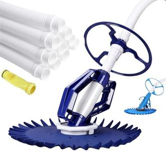 ALFORDSON Pool Cleaner Automatic Sweeper Vacuum Suction Cleaner, Floor Wall Climb Swimming Pool Cleaning System with 10M Pool Hoses, for 0.8m-3m Above Ground & In-Ground Pools (Blue)