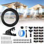 DazSpirit Misting Cooling System,Misters for Outside with 33 Ft(10M) Misting Line+ 12 Mist Nozzles,Automatic Irrigation System, Outdoor Water Mister Kit for Garden,Porch,Fan,Canopy,Backyard,Waterpark