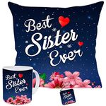 blinkNshop Gift for Sister, Cuhion Covers Combo with Filler, Coffee Mug 325 Ml, 12 X 12 Inch