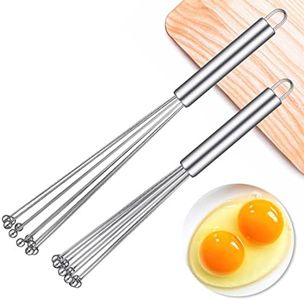 2 Pieces Stainless Steel Ball Whisk Wire Egg Beater Manual Mixer Whisk Set Kitchen Whisks for Cooking, Blending, Whisking, Beating, Stirring (10 Inch and 12 Inch)