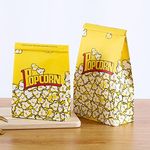 Popcorn Bags, 50 Pack Leak and Tear Resistant Yellow Paper Popcorn Bags with Tin Tie Lock Closure for Party, Popcorn Containers for Movie Night (SIZE (23 * 15 * 7CM))