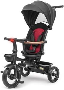 UBRAVOO Baby Tricycle,7 in 1 Foldable Trike for Kids age 6M+ to 5 Years,Headlights.1-Step Brake Folding Pedal, Extended Canopy, Detachable Guardrail, All-Terrain Stroll & Steer Bike Stroller (Black)