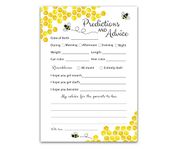 BEE Prediction and Advice Cards - Pack of 25 - Bumblebee Baby Shower Games, Yellow neutral Bumble bee New Parents, Mom & Dad to be, Mommy & Daddy Message, Honey bee Coed Activity Keepsake G620-PDAV