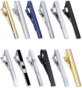 Tornito 12Pcs Tie Clips for Men Tie Tack Pins Silver Black Gold Blue Necktie Bar Regular Ties Suitable for Daily Wedding Meeting Business Anniversary Tie Clips