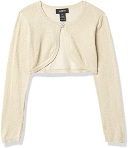 Amy Byer Girls' Long Sleeve Shrug Sweater Cardigan, Gold, Small