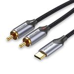 USB C to 2 RCA Audio Cable, Vention Type-C to RCA Cable 2RCA Jack USB-C Audio Line, RCA to Speaker Wire Adapter for Car Stereo, Phone, Tablet, Home Theater, Amplifier, DVD, Speaker (3m/10ft)