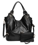 Women Tote Bag Handbags PU Leather Fashion Large Capacity Hobo Shoulder Bags with Adjustable Shoulder Strap, L, Black